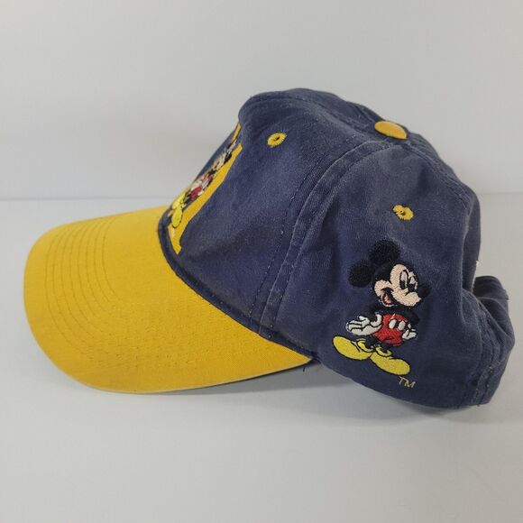 Vintage Disney Mickey Mouse Hat Cap Snap Back Mens One Size Embroidered Navy 90s - Picture 2 of 6